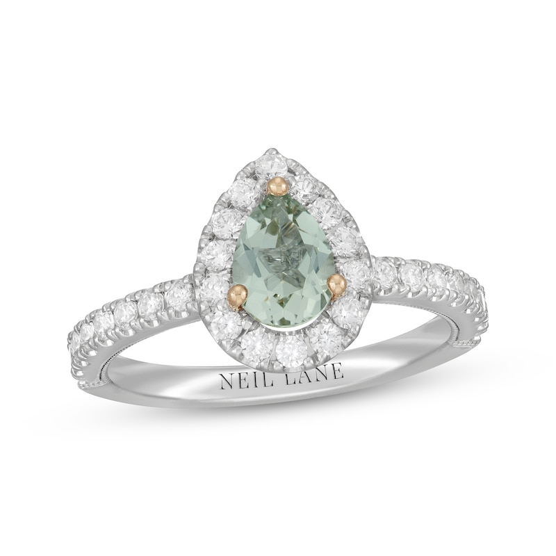 Main Image 2 of Neil Lane Pear-Shaped Green Quartz Engagement Ring 5/8 ct tw Diamond 14K White Gold