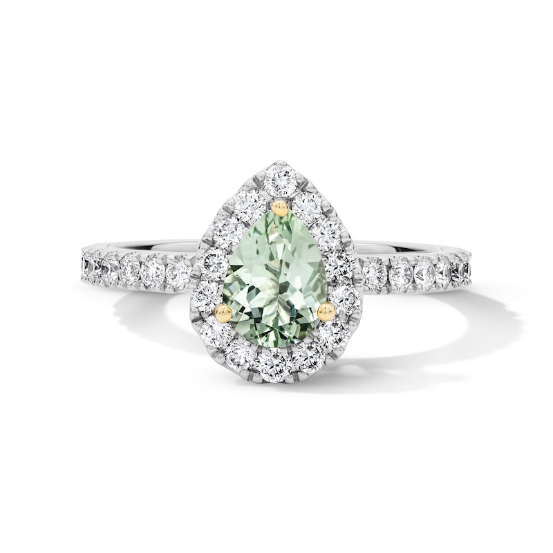 Main Image 3 of Neil Lane Pear-Shaped Green Quartz Engagement Ring 5/8 ct tw Diamond 14K White Gold