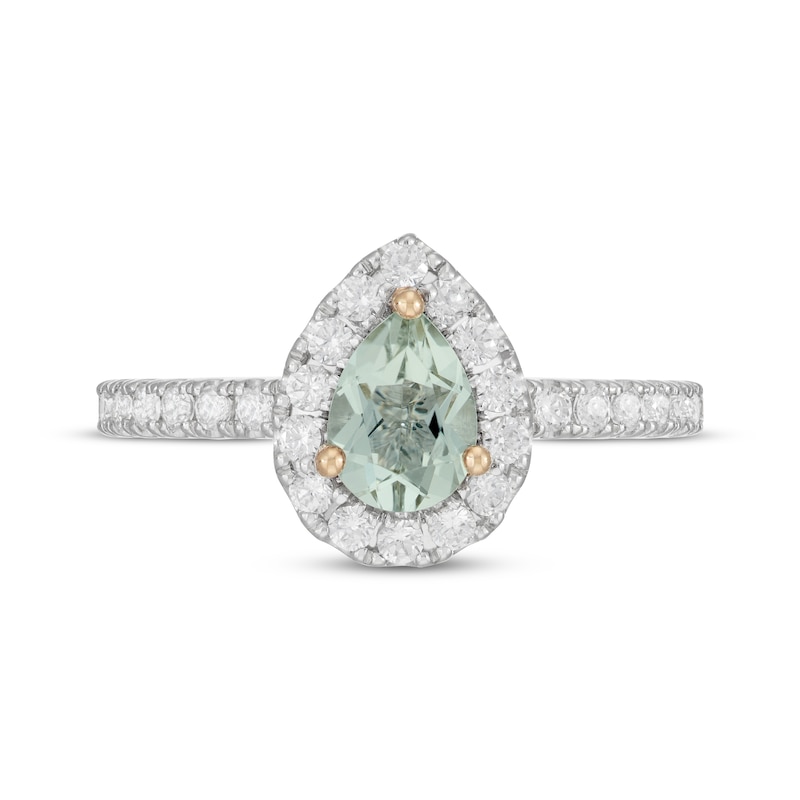 Neil Lane Pear-Shaped Green Quartz Engagement Ring 5/8 ct tw Diamond 14K White Gold