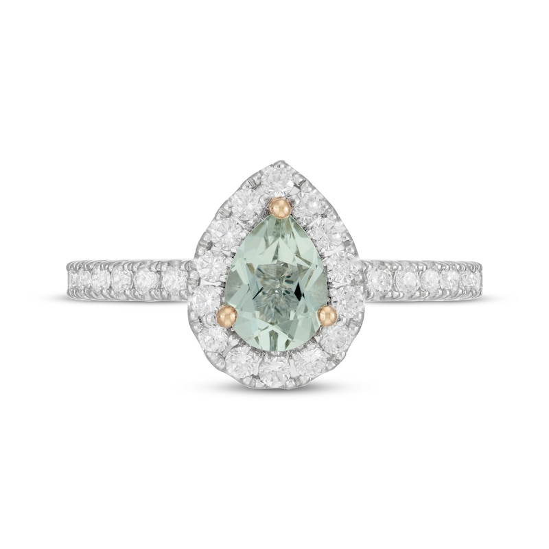 Main Image 4 of Neil Lane Pear-Shaped Green Quartz Engagement Ring 5/8 ct tw Diamond 14K White Gold