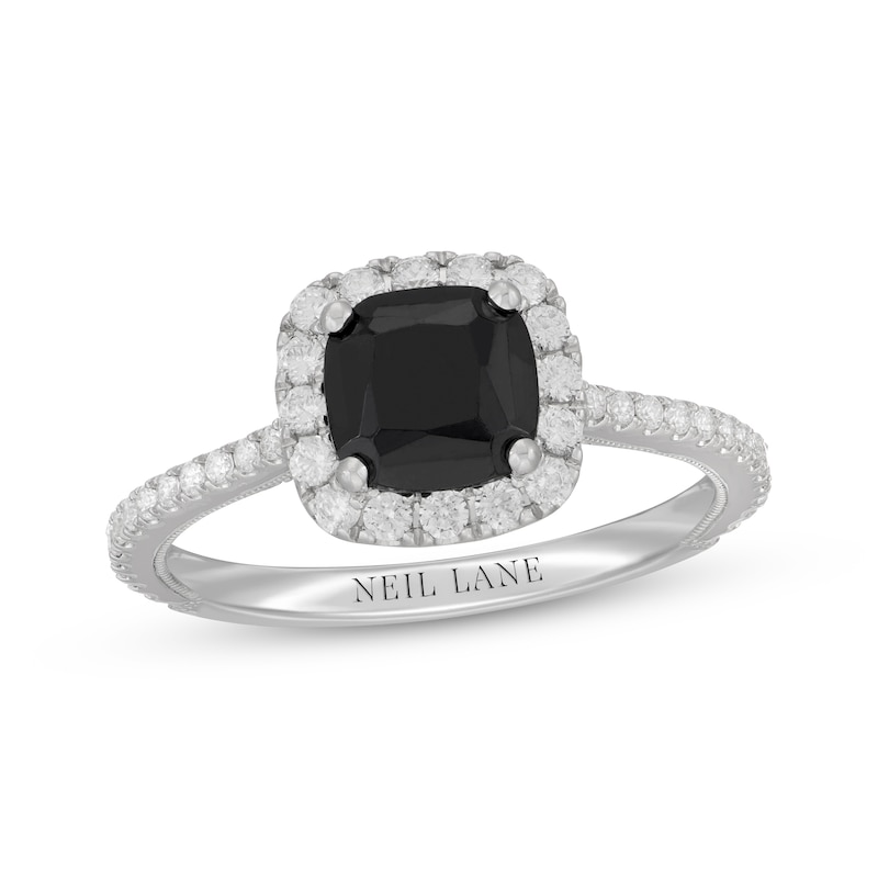 Main Image 1 of Neil Lane Cushion-Cut Black Diamond & White Diamond Engagement Ring 2 ct tw 14K White Gold