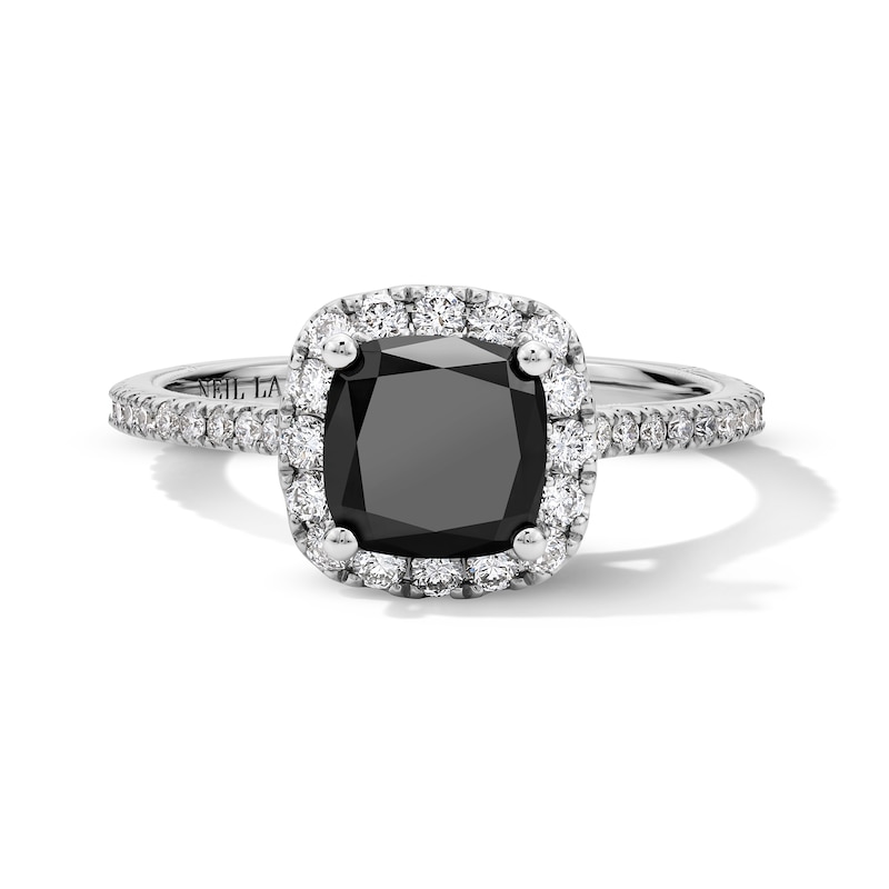 Main Image 3 of Neil Lane Cushion-Cut Black Diamond & White Diamond Engagement Ring 2 ct tw 14K White Gold
