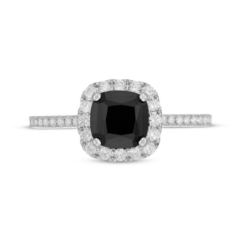 Main Image 3 of Neil Lane Cushion-Cut Black Diamond & White Diamond Engagement Ring 2 ct tw 14K White Gold