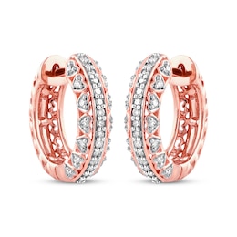 Previously Owned Diamond Heart Hoop Earrings 1/5 ct tw Round-cut 10K Rose Gold