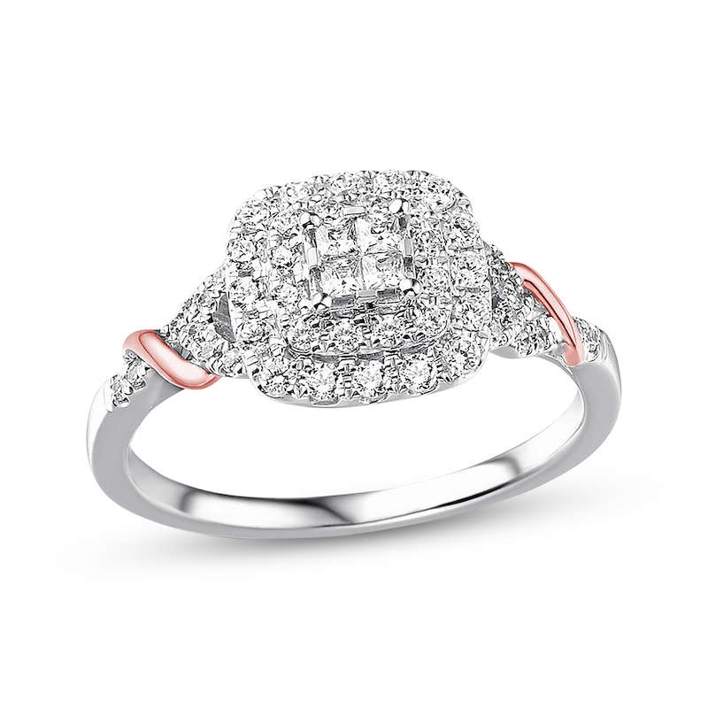 Main Image 1 of Previously Owned Diamond Engagement Ring 1/2 ct tw Princess & Round-cut 10K Two-Tone Gold