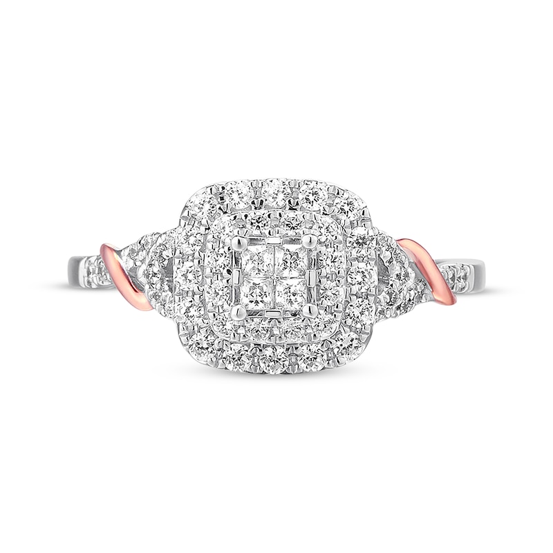 Main Image 4 of Previously Owned Diamond Engagement Ring 1/2 ct tw Princess & Round-cut 10K Two-Tone Gold