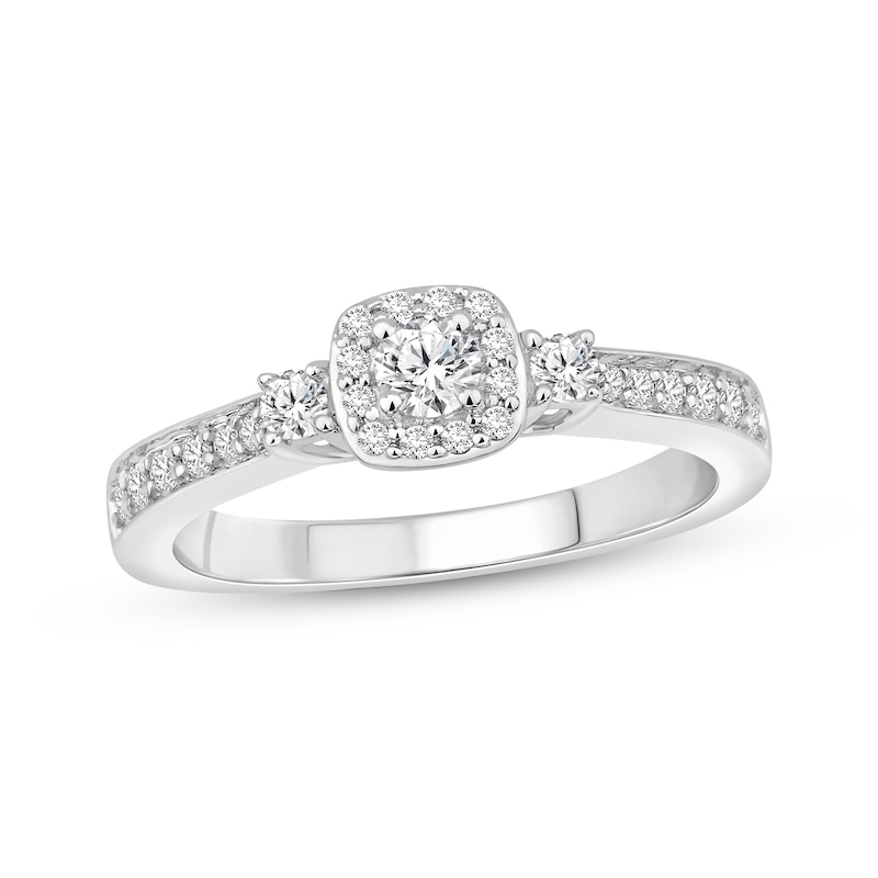 Main Image 1 of Previously Owned Diamond Engagement Ring 1/2 ct tw Round-cut 10K White Gold