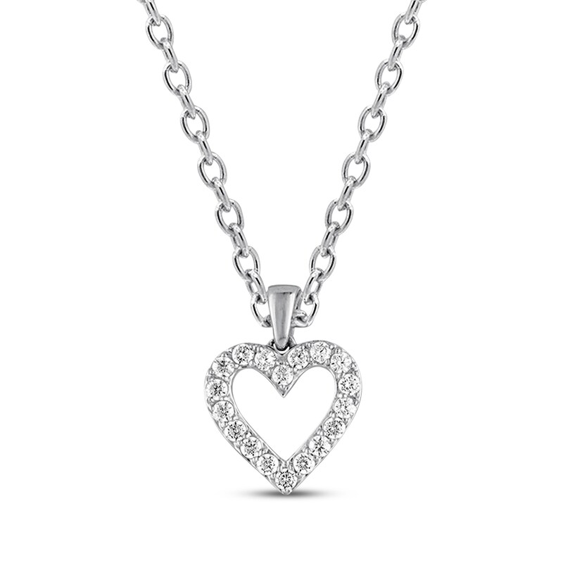 Main Image 1 of Previously Owned Diamond Heart Necklace 1/4 ct tw Round-cut 10K White Gold 18&quot;