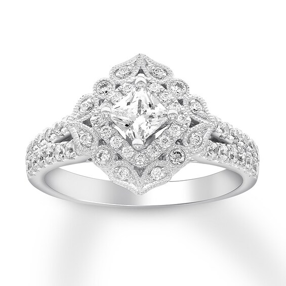 Previously Owned Diamond Engagement Ring 1 ct tw Princess/Round 14K White Gold
