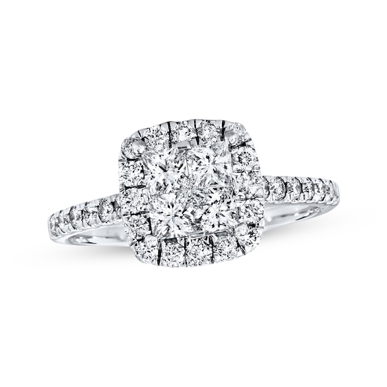 Previously Owned Multi-Diamond Engagement Ring 1 ct tw Princess-Cut 14K White Gold