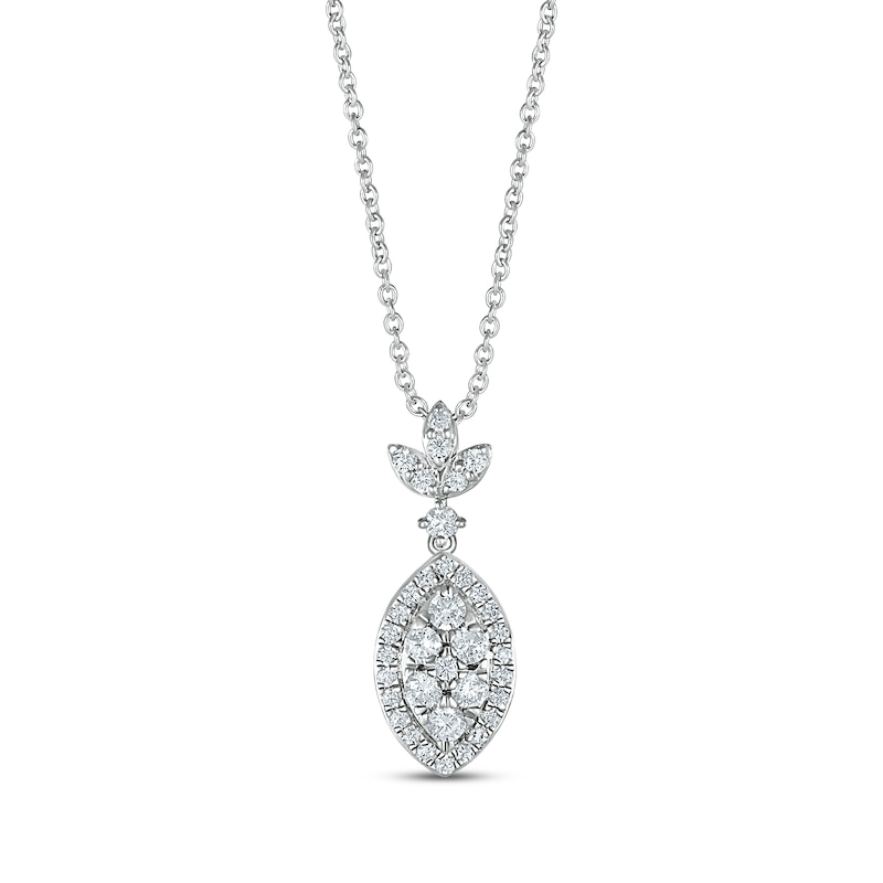Main Image 1 of Previously Owned Diamond Necklace 1/2 ct tw Round-cut 10K White Gold 18&quot;