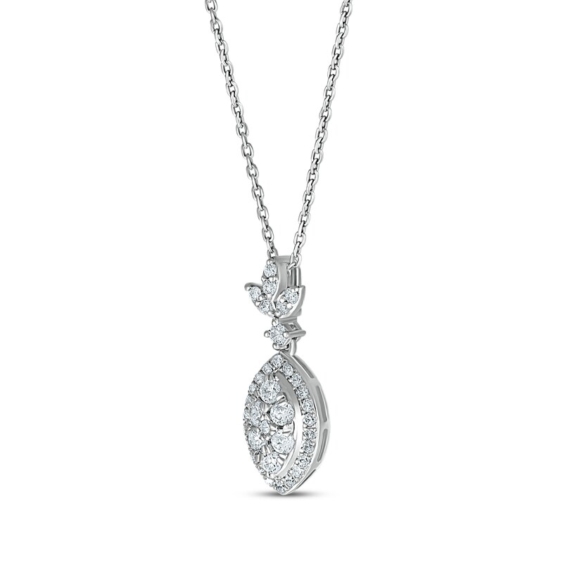 Main Image 2 of Previously Owned Diamond Necklace 1/2 ct tw Round-cut 10K White Gold 18&quot;