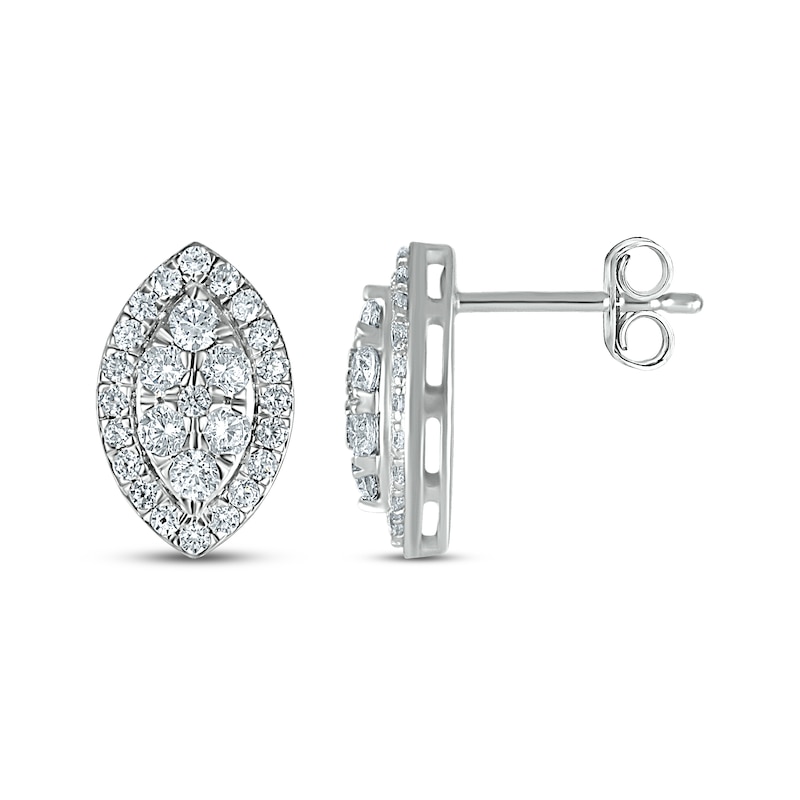 Main Image 3 of Previously Owned Diamond Earrings 3/4 ct tw Round-cut 10K White Gold