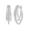 Thumbnail Image 1 of Previously Owned Diamond Three-Row Hoop Earrings 5/8 ct tw Round-cut 10K White Gold