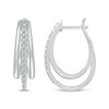 Thumbnail Image 3 of Previously Owned Diamond Three-Row Hoop Earrings 5/8 ct tw Round-cut 10K White Gold