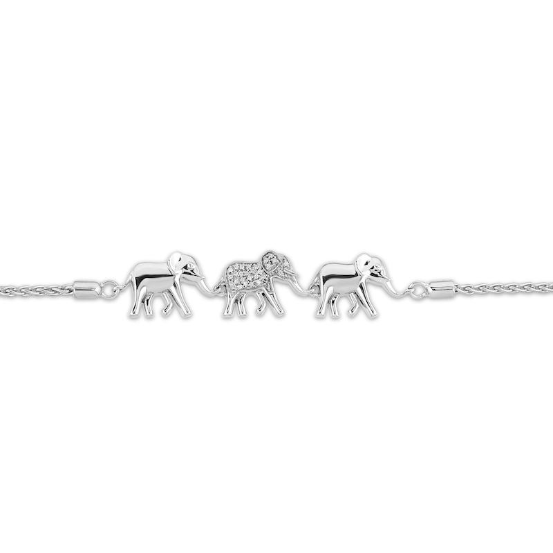 Previously Owned Disney Treasures The Lion King Diamond Elephant Bolo Bracelet 1/20 ct tw Sterling Silver 9.5"