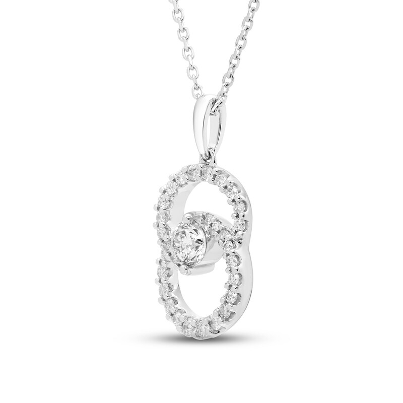 Main Image 2 of Previously Owned Encircled by Love Diamond Necklace 1/2 ct tw Round-cut 10K White Gold 18&quot;