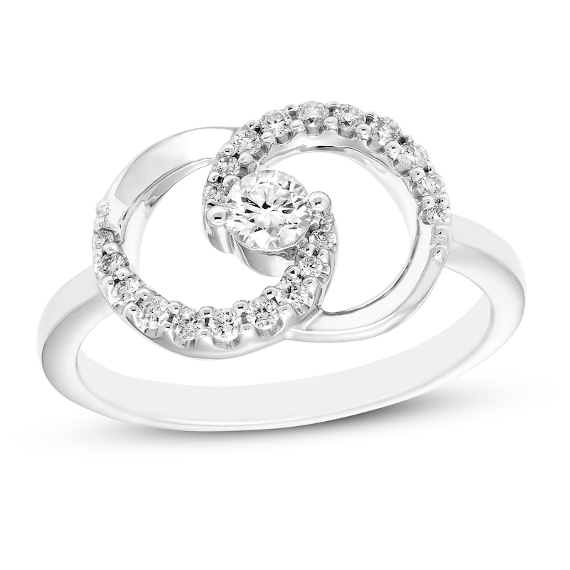 Main Image 1 of Previously Owned Encircled by Love Diamond Ring 1/3 ct tw Round-cut 10K White Gold