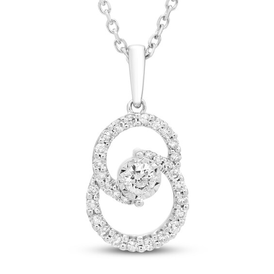 Previously Owned Encircled by Love Diamond Necklace 1/4 ct tw Round-cut Sterling Silver 18"