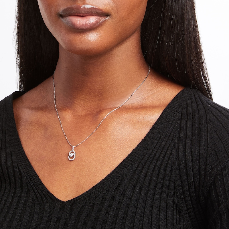 Main Image 4 of Previously Owned Encircled by Love Diamond Necklace 1/4 ct tw Round-cut Sterling Silver 18"