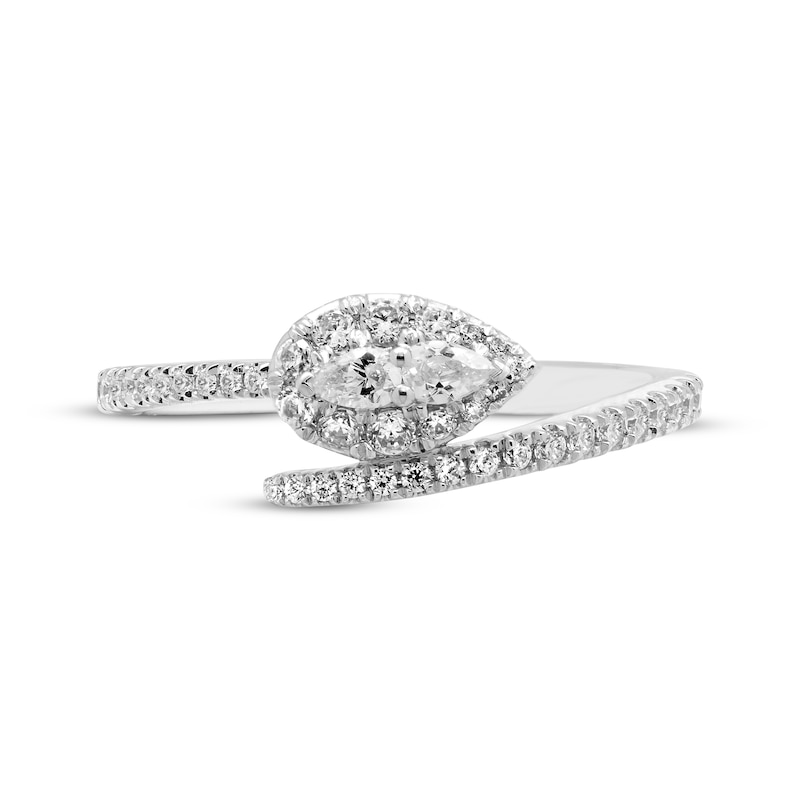 Main Image 3 of Previously Owned Forever Connected Diamond Ring 1/3 ct tw Pear & Round-cut 10K White Gold