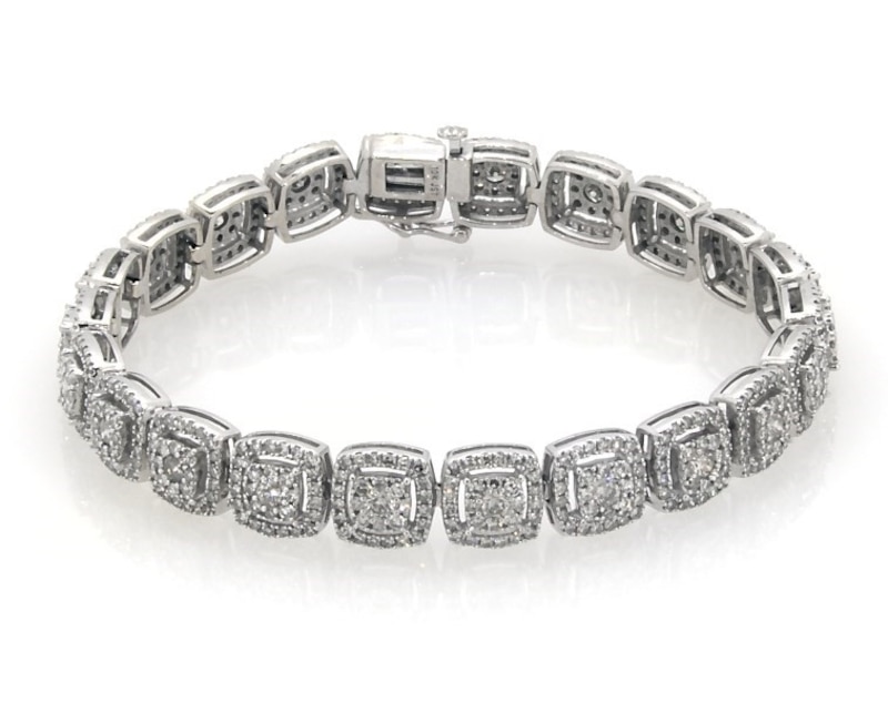 Main Image 1 of Previously Owned Diamond Bracelet 5 ct tw Round-cut 10K White Gold 7&quot;