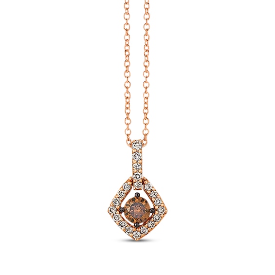 Previously Owned Le Vian Chocolate & Nude Diamond Necklace 1/2 ct tw 14K Strawberry Gold