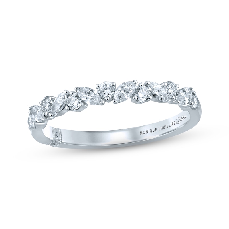 Previously Owned Monique Lhuillier Bliss Diamond Wedding Band 1/2 ct tw Marquise & Round-cut 18K White Gold