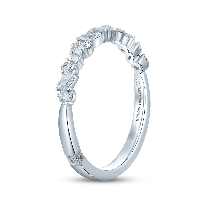 Previously Owned Monique Lhuillier Bliss Diamond Wedding Band 1/2 ct tw Marquise & Round-cut 18K White Gold