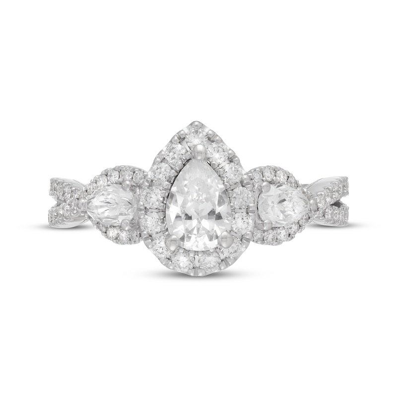 Previously Owned Neil Lane Diamond Engagement Ring 1-1/4 ct tw Pear & Round-cut 14K White Gold
