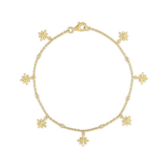 Previously Owned Diamond Star Bracelet 1/10 ct tw Round-cut 10K Yellow Gold 7.5"
