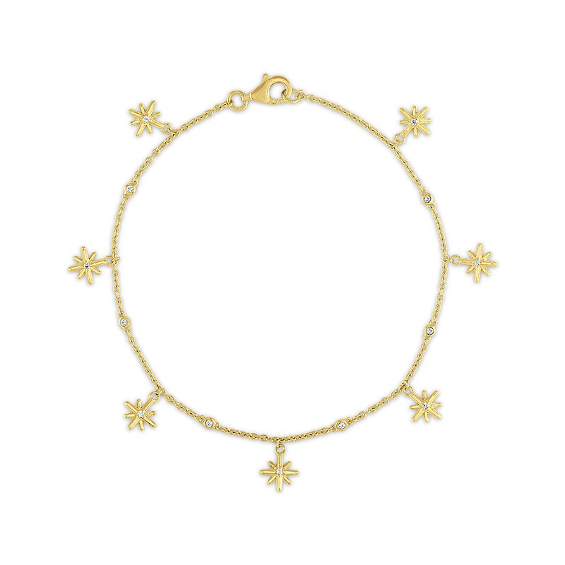 Main Image 1 of Previously Owned Diamond Star Bracelet 1/10 ct tw Round-cut 10K Yellow Gold 7.5&quot;