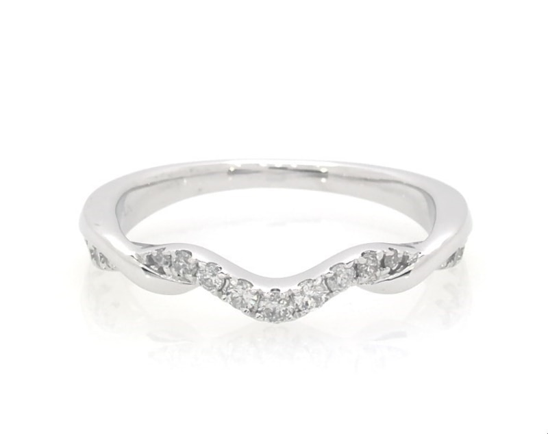 Main Image 1 of Previously Owned Diamond Contour Band 1/5 ct tw Round-cut 10K White Gold