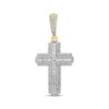 Thumbnail Image 1 of Previously Owned Men's Diamond Cross Pendant 1 ct tw Round/Baguette 10K Yellow Gold