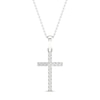 Thumbnail Image 1 of Previously Owned Diamond Cross Necklace 1/10 ct tw Round-Cut 10K White Gold 18&quot;