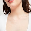 Thumbnail Image 5 of Previously Owned Diamond Cross Necklace 1/10 ct tw Round-Cut 10K White Gold 18&quot;