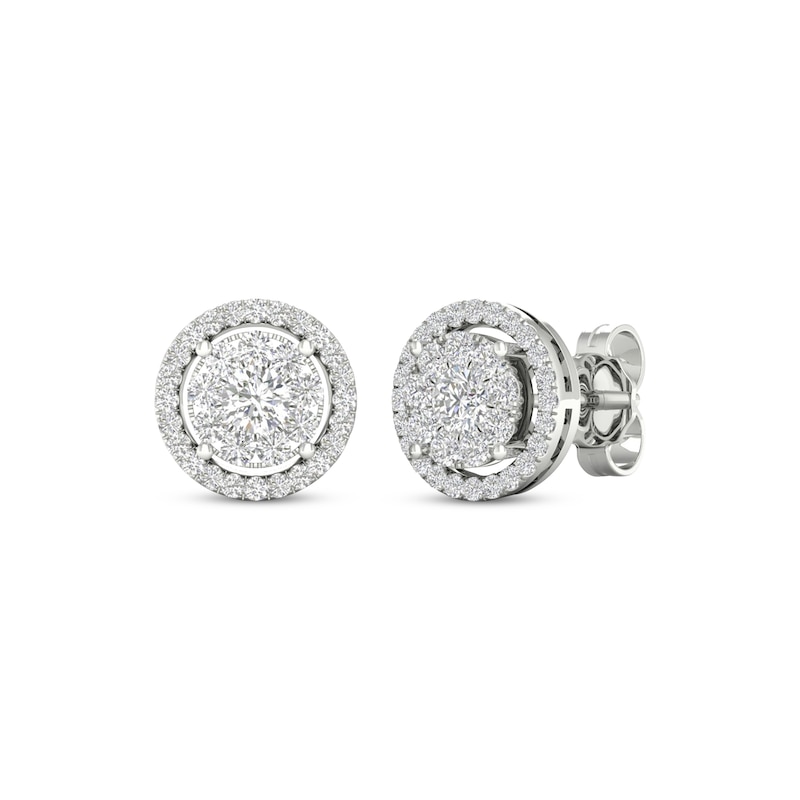 Main Image 1 of Previously Owned Diamond Stud Earrings 1/2 ct tw Round-Cut 10K White Gold