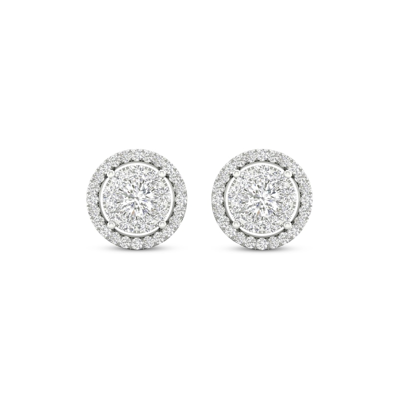 Main Image 2 of Previously Owned Diamond Stud Earrings 1/2 ct tw Round-Cut 10K White Gold