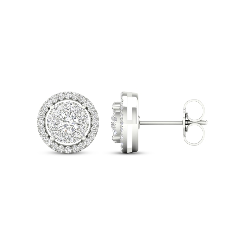 Main Image 3 of Previously Owned Diamond Stud Earrings 1/2 ct tw Round-Cut 10K White Gold
