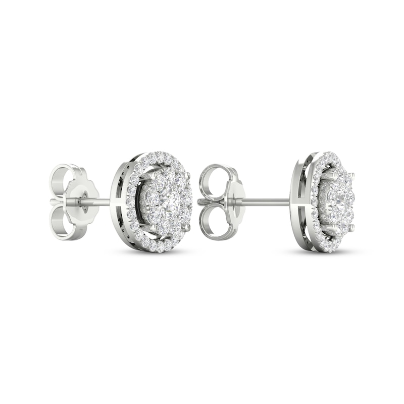 Main Image 4 of Previously Owned Diamond Stud Earrings 1/2 ct tw Round-Cut 10K White Gold