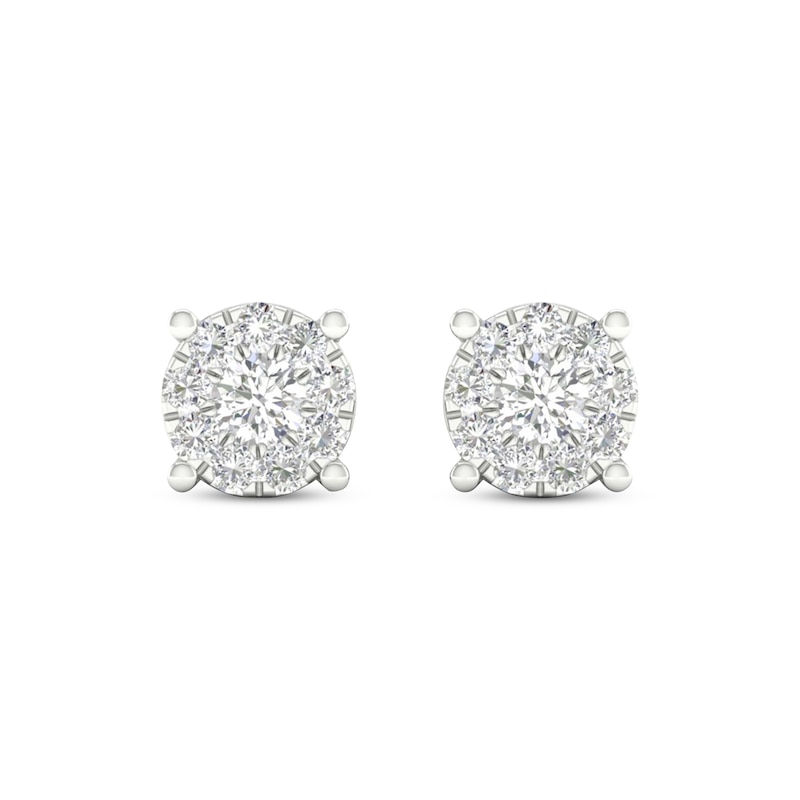 Main Image 2 of Previously Owned Diamond Halo Stud Earrings 1/4 ct tw Round-Cut 10K White Gold