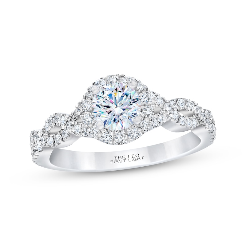 Previously Owned THE LEO First Light Diamond Engagement Ring 7/8 ct tw Round-cut 14K White Gold
