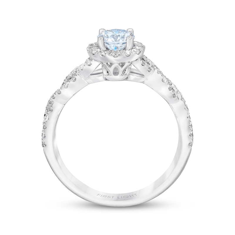 Previously Owned THE LEO First Light Diamond Engagement Ring 7/8 ct tw Round-cut 14K White Gold