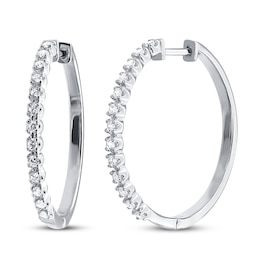 Previously Owned Diamond Hoop Earrings 1/2 ct tw 10K White Gold