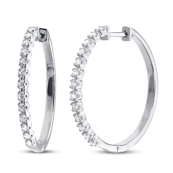 Previously Owned Diamond Hoop Earrings 1/2 ct tw 10K White Gold