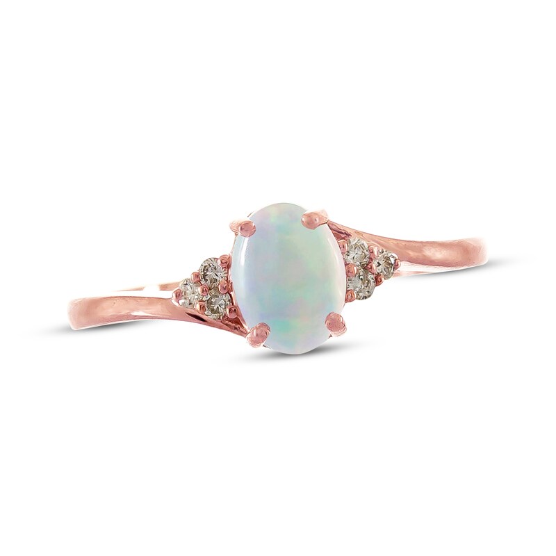 Main Image 1 of Previously Owned Natural Oval-Cut Ethiopian Opal Ring 1/15 ct tw Diamonds 10K Rose Gold