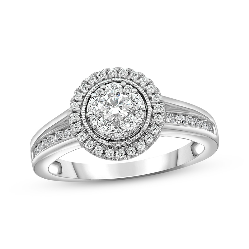 Main Image 1 of Previously Owned Diamond Engagement Ring 3/4 ct tw Round-cut 14K White Gold
