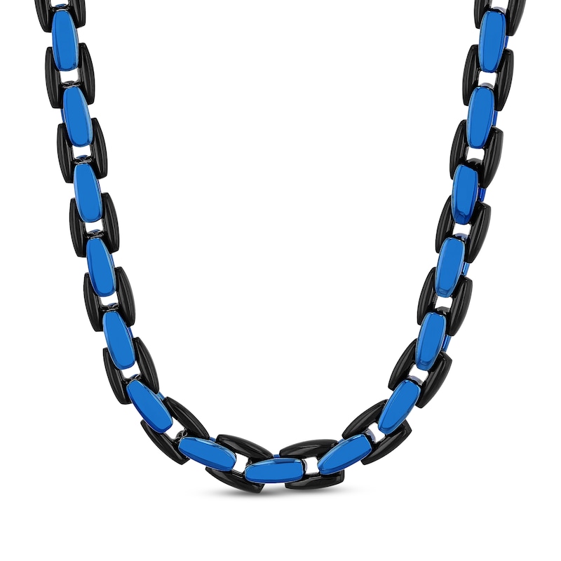 Main Image 1 of Men's Chain Necklace Black & Blue Ion-Plated Stainless Steel 24&quot;