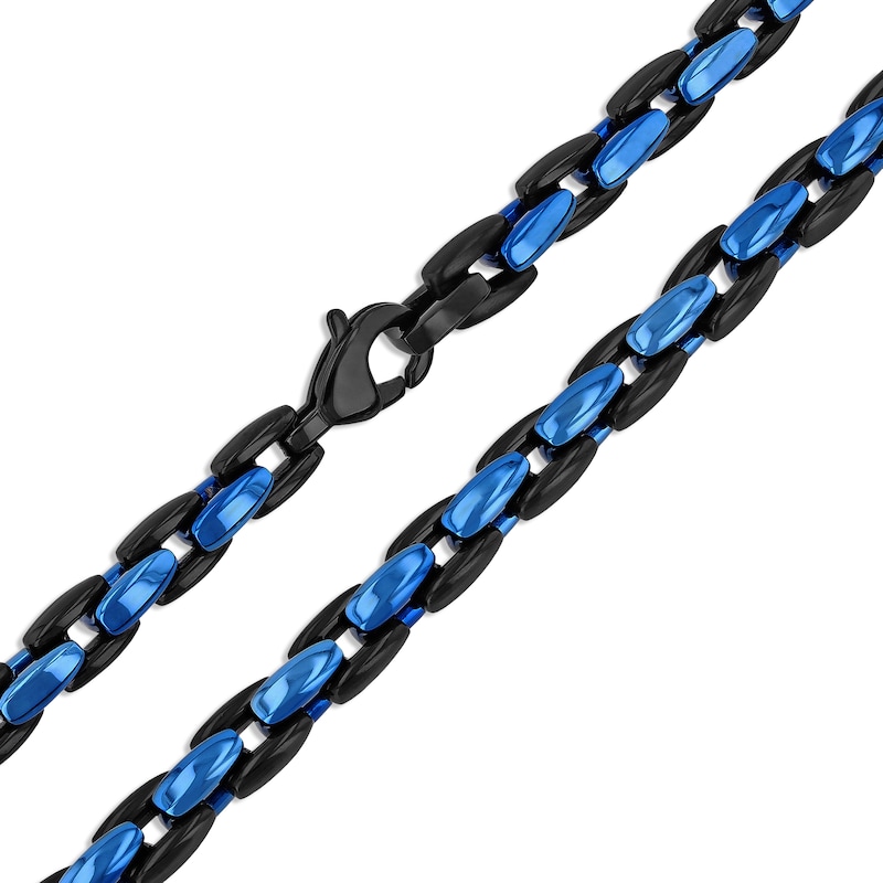 Main Image 2 of Men's Chain Necklace Black & Blue Ion-Plated Stainless Steel 24&quot;