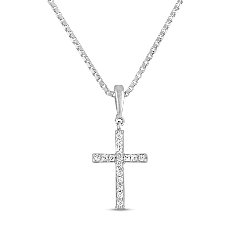 Previously Owned Diamond Cross Necklace 1/15 ct tw 10K White Gold 18"